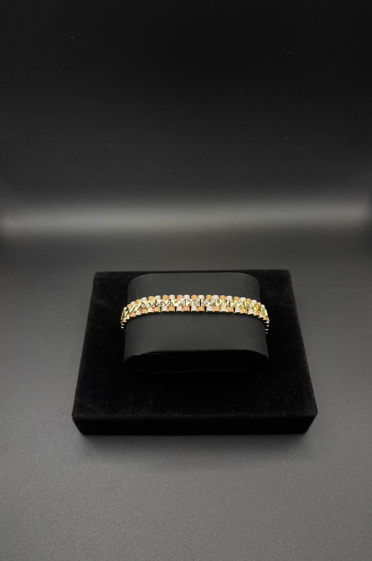 Men Diamond Cut 8mm Multicolor Bracelet 14k Gold Plated