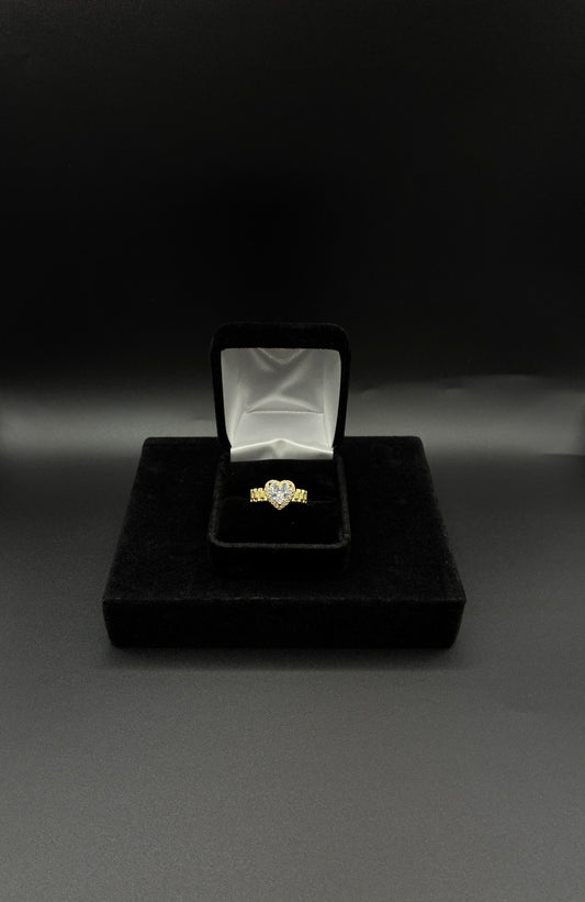 Women white heart Rolex 14k gold plated