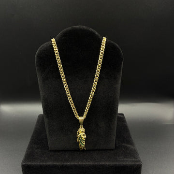 Men San Judas pendant and Miami Cuban chain 14k gold plated