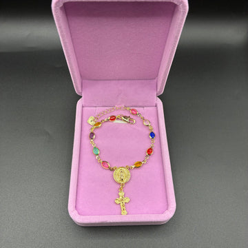 Women multicolor rosary bracelet 14k gold plated