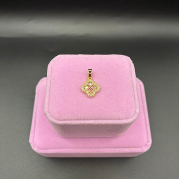 Women pink clover pendant 14k gold plated