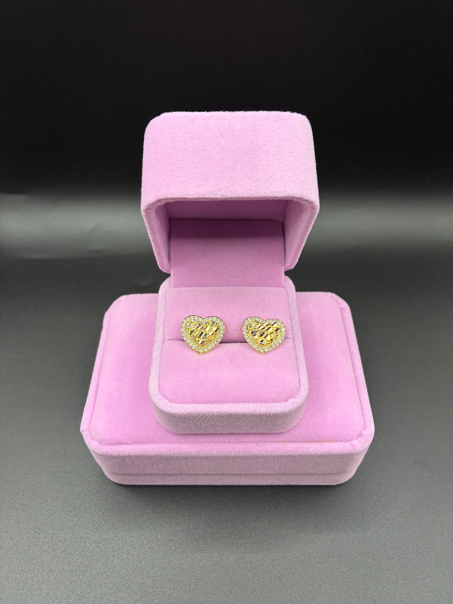 Women Nugget heart earrings 14k gold plated