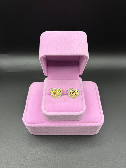 Women Nugget heart earrings 14k gold plated