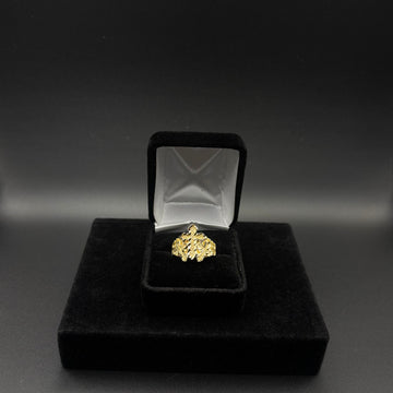 Women Nugget Cross 14k Gold Plated Ring