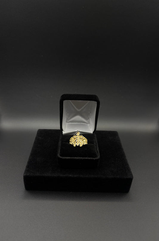 Women Nugget Cross 14k Gold Plated Ring