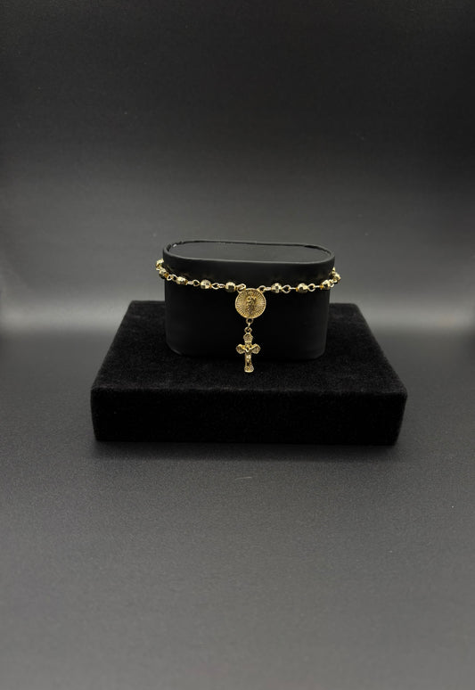Women Diamond Cut Rosary Bracelet 14k gold plated