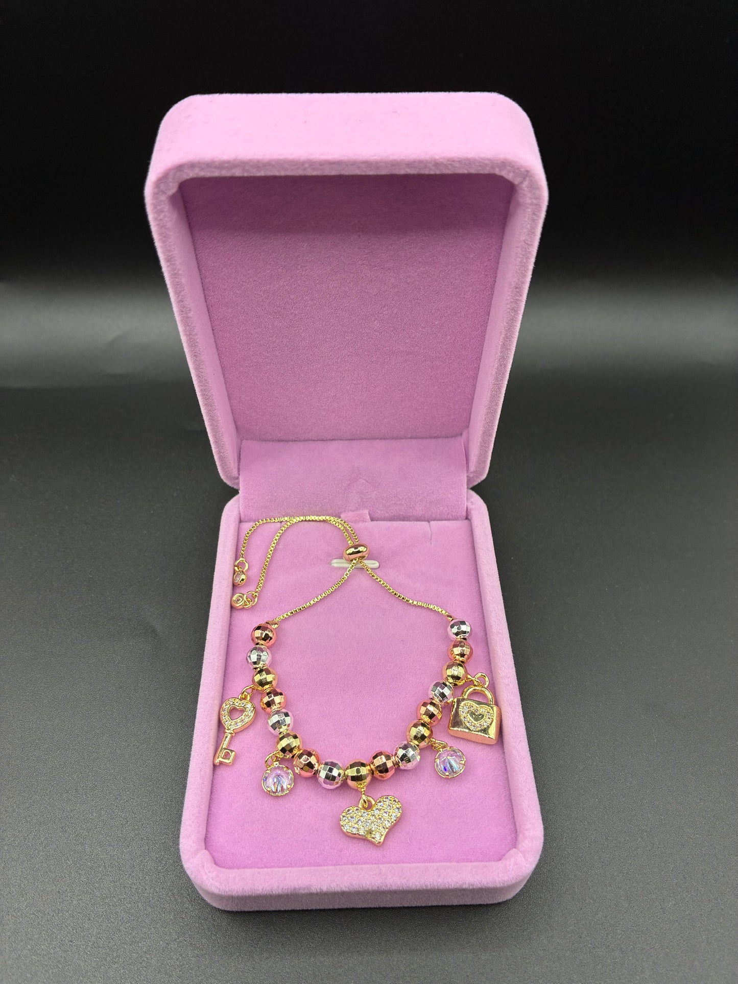 Women charm bracelet 14k gold plated