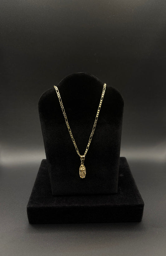 Women Virgin Mary Pendant & Chain 14k Gold Plated