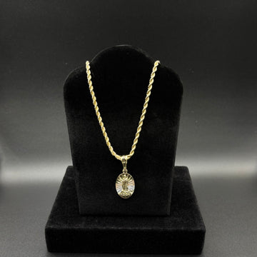 Women Virgin Mary Pendant & Chain 14k Gold Plated