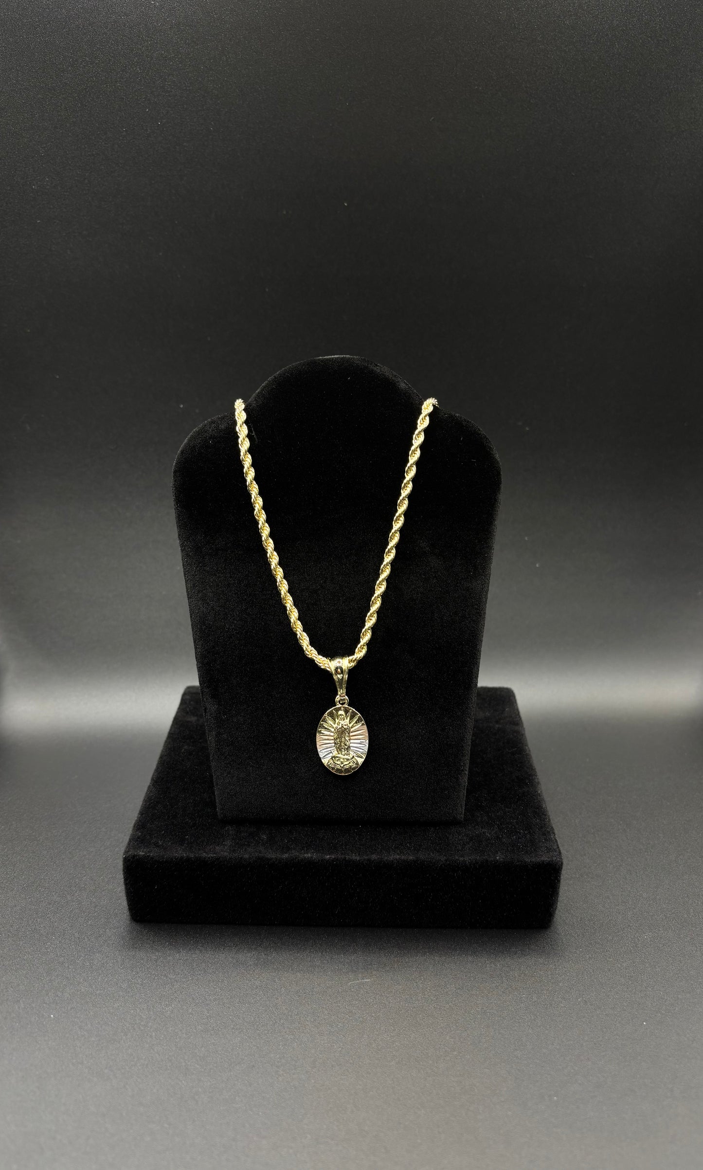 Women Virgin Mary Pendant & Chain 14k Gold Plated