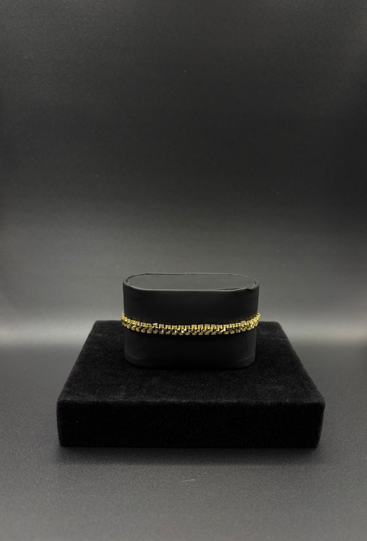 Women Rolex Diamond Cut Bracelet 14k Gold Plated