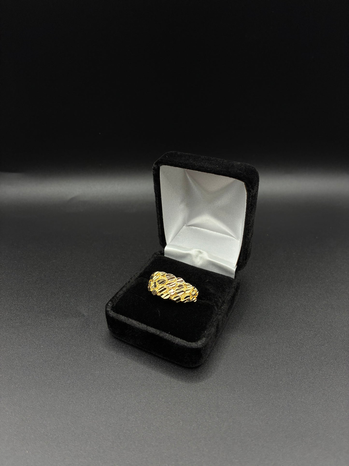 Men Diamond Cut Nugget Ring 14k Gold Plated