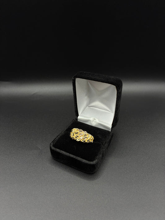 Men Diamond Cut Nugget Ring 14k Gold Plated