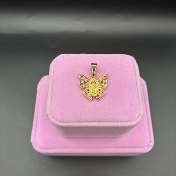 Women Virgin Mary pink butterfly pendant 14k gold plated