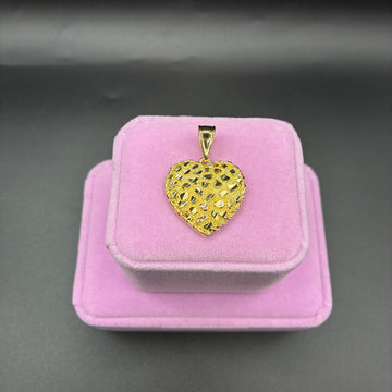 Women Nugget heart pendant 14k gold plated