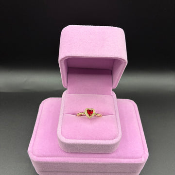 Women red heart ring 14k gold plated