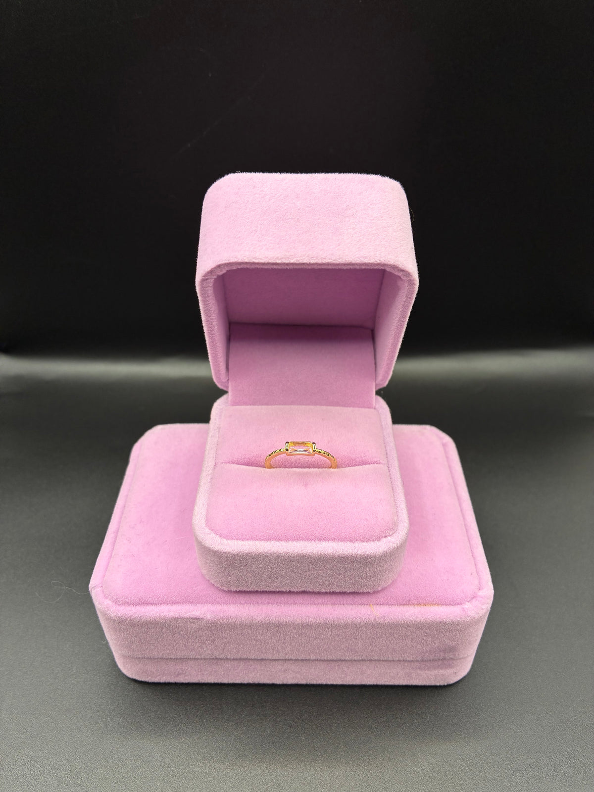Women pink ring 14k gold plated