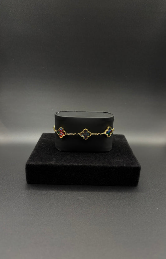 Women Clover Multicolored Bracelet 14k Gold Plated