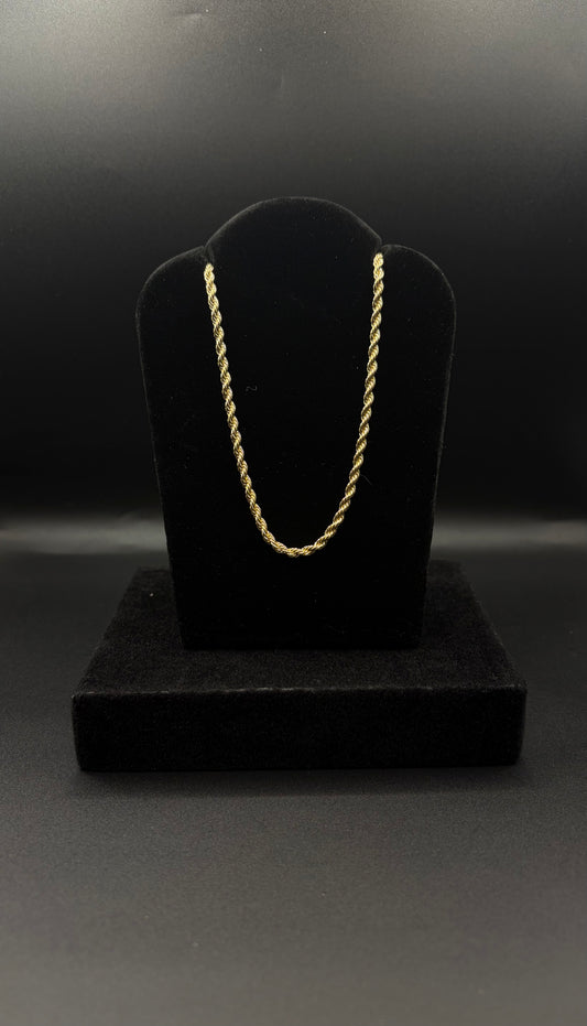 Men Thin Rope Chain 26Inch 14k Gold Plated