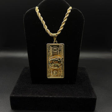 Men Rope Chain 24inch With Benji Pendant 14k Gold Plated