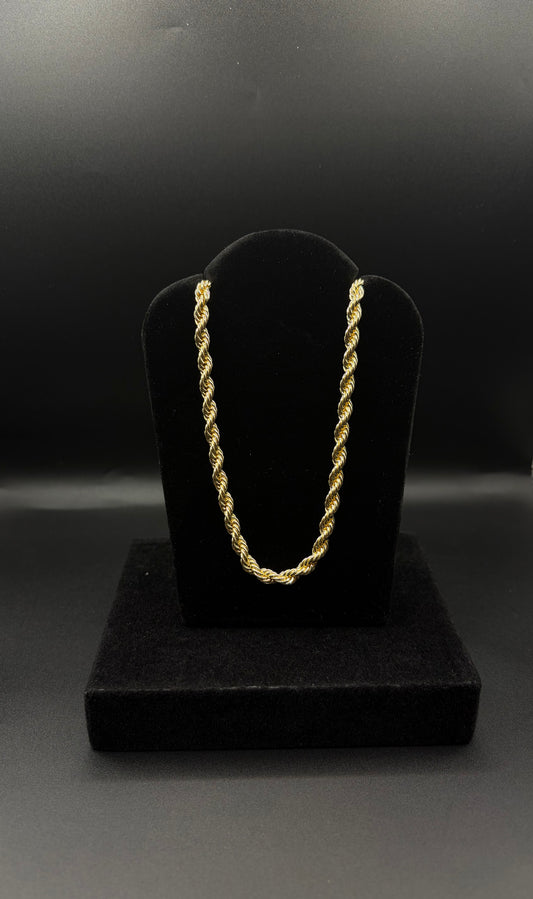 Men Thick Rope Chain 24inch 14k Gold Plated