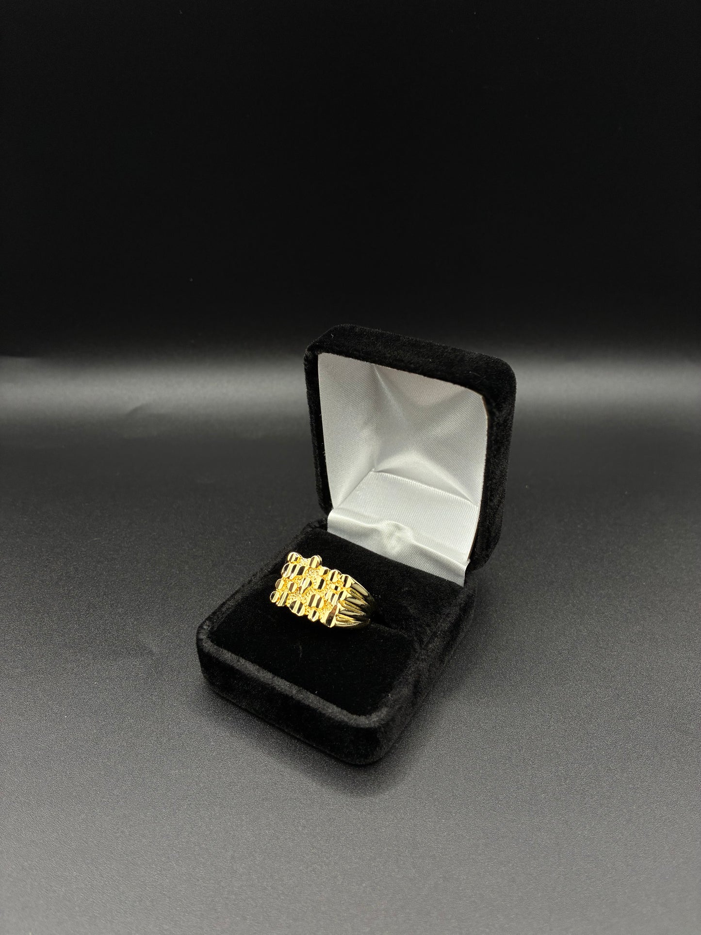 Men Square Diamond Cut Nugget Ring 14k Gold Plated