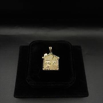 Men small trap house pendant 14k gold plated