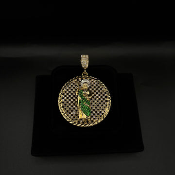 Men Cz San Judas Pendant 14k Gold Plated