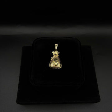 Men Small Money Bag Pendant 14k Gold Plated