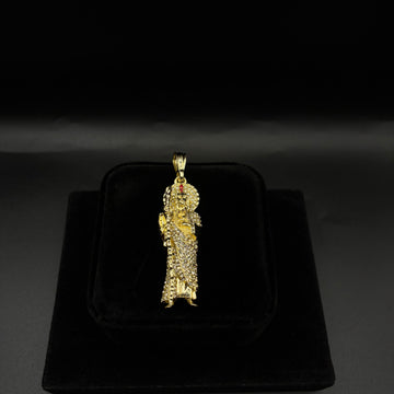 Men Rhinestone San Judas Pendant 14k Gold Plated